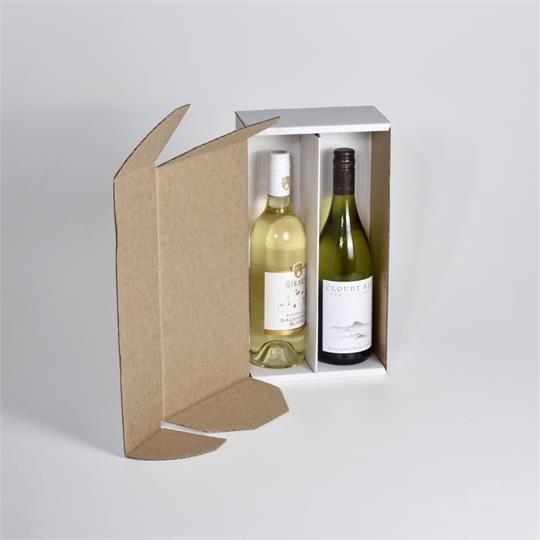 2-Bottle Laydown Wine Shipper - White | Wine Packaging - Abbe Express